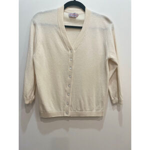 Ballantyne Holt Renfrew 100% Cashmere Cardigan M Vintage Old Money Capsule
